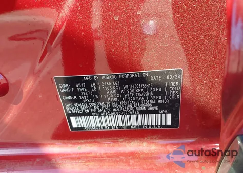 2024 Subaru Crosstrek Limited из США, поврежденный, VIN 4S4GUHL60R3779540